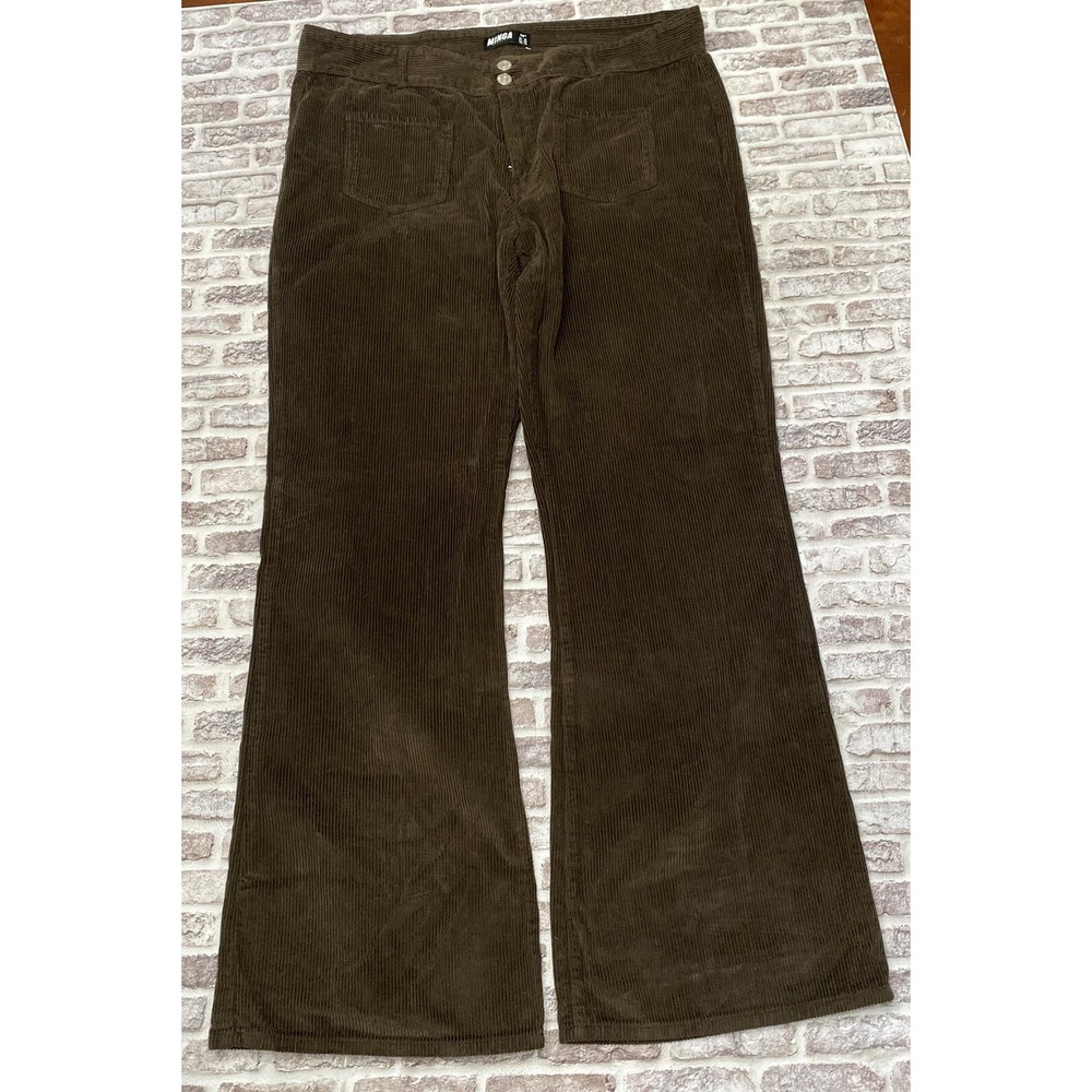 Minga London Corduroy Pants 38x34 Wide‎ Leg Baggy Flared Patch Pocket Y2k Grunge